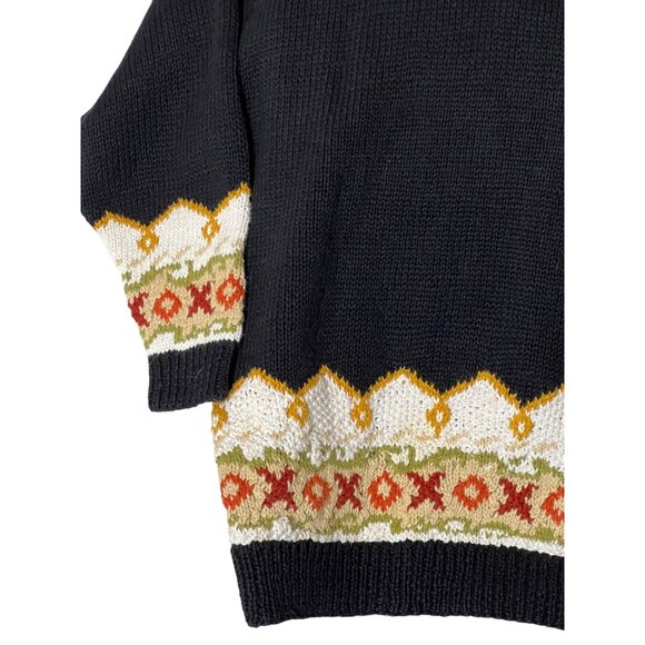 Jennifer Reed Hand-Knitted Floral V-Neck Sweater M Heavy Cotton/Ramie Boho - Picture 7 of 12